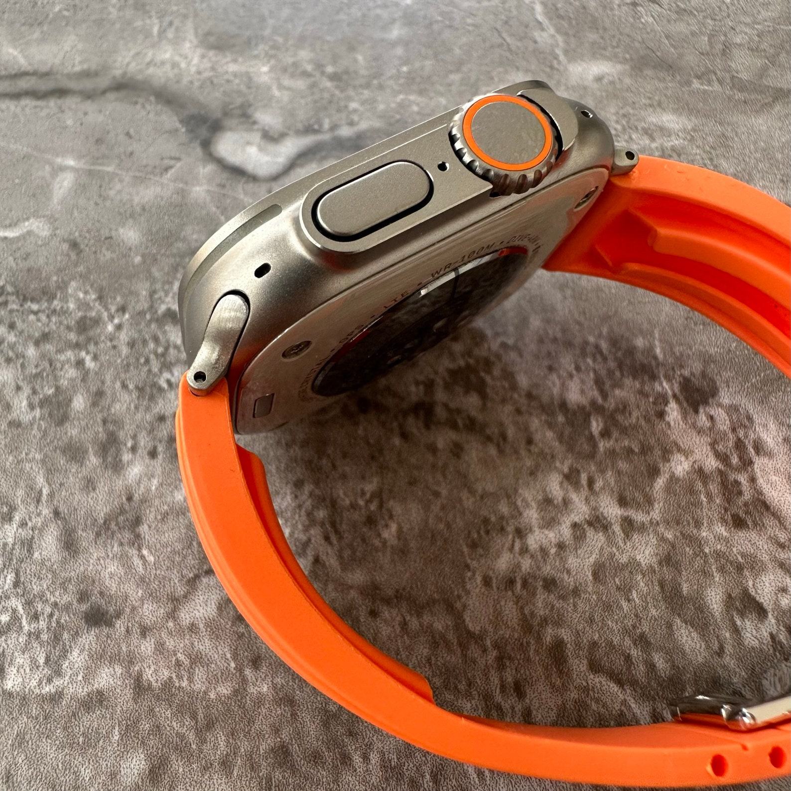 Orange Silicone Rubber OYSTERFLEX Watch Strap Band Compatible with Apple Watch Ultra 1 2 49mm