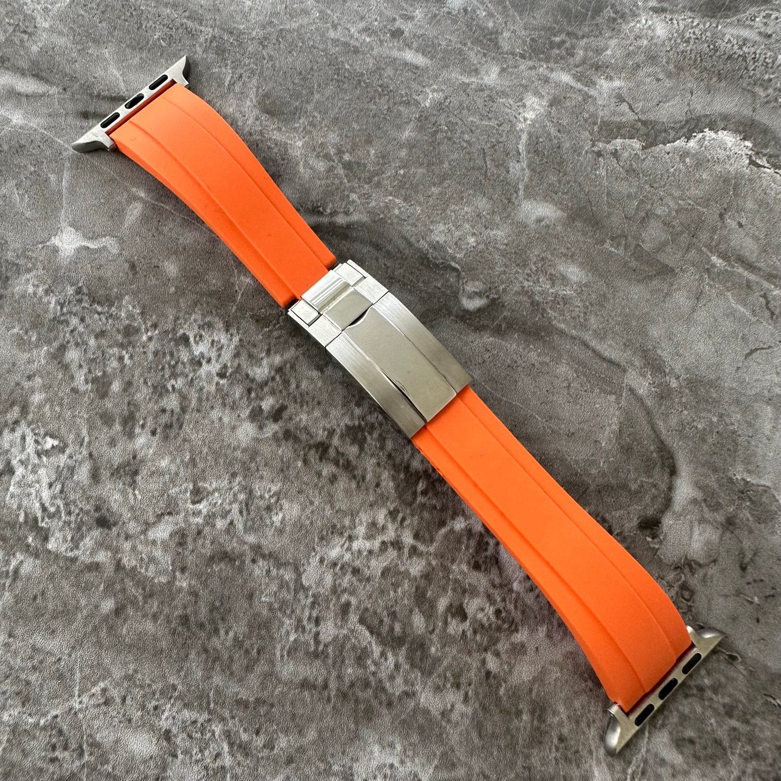 Orange Silicone Rubber OYSTERFLEX Watch Strap Band Compatible with Apple Watch Ultra 1 2 49mm