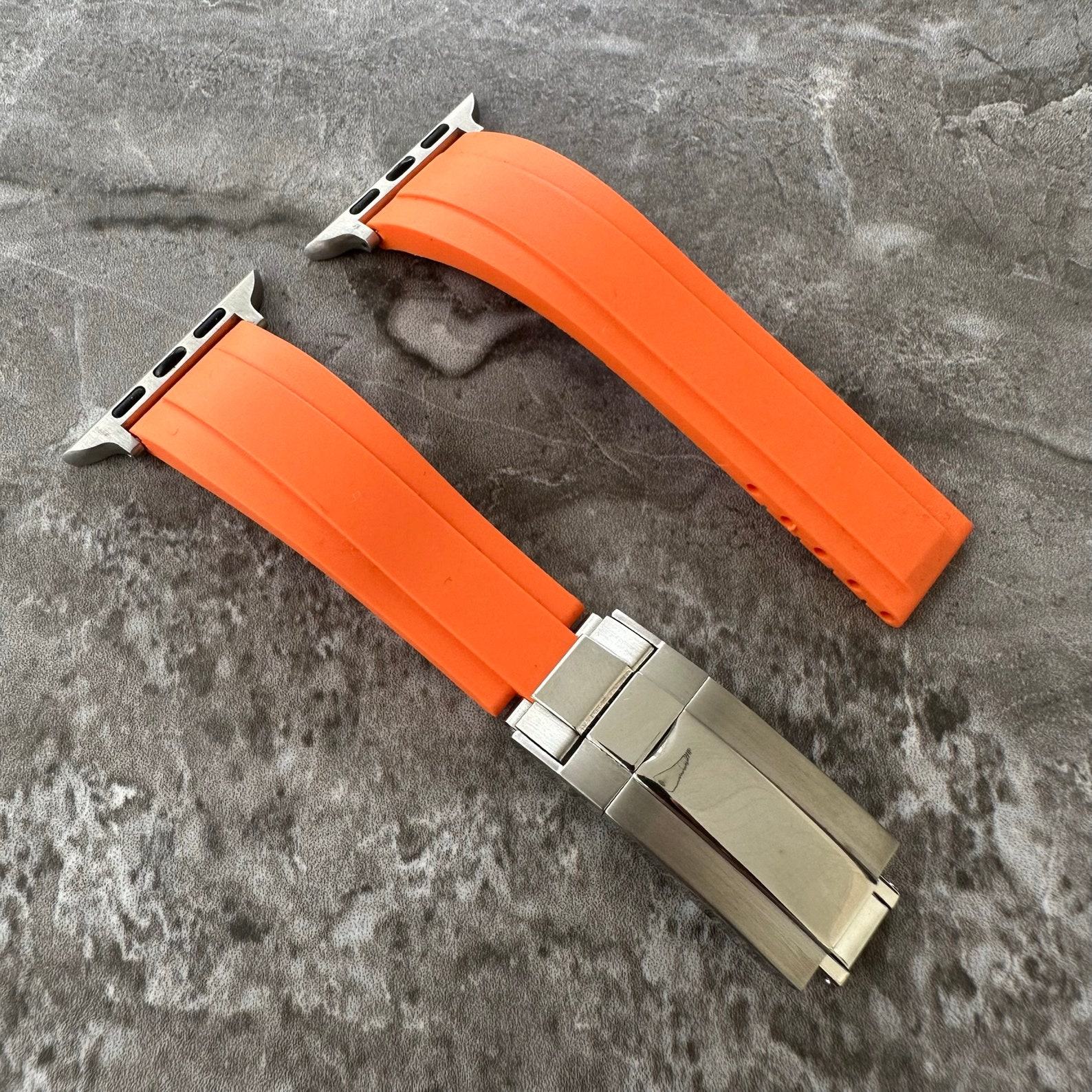 Orange Silicone Rubber OYSTERFLEX Watch Strap Band Compatible with Apple Watch Ultra 1 2 49mm
