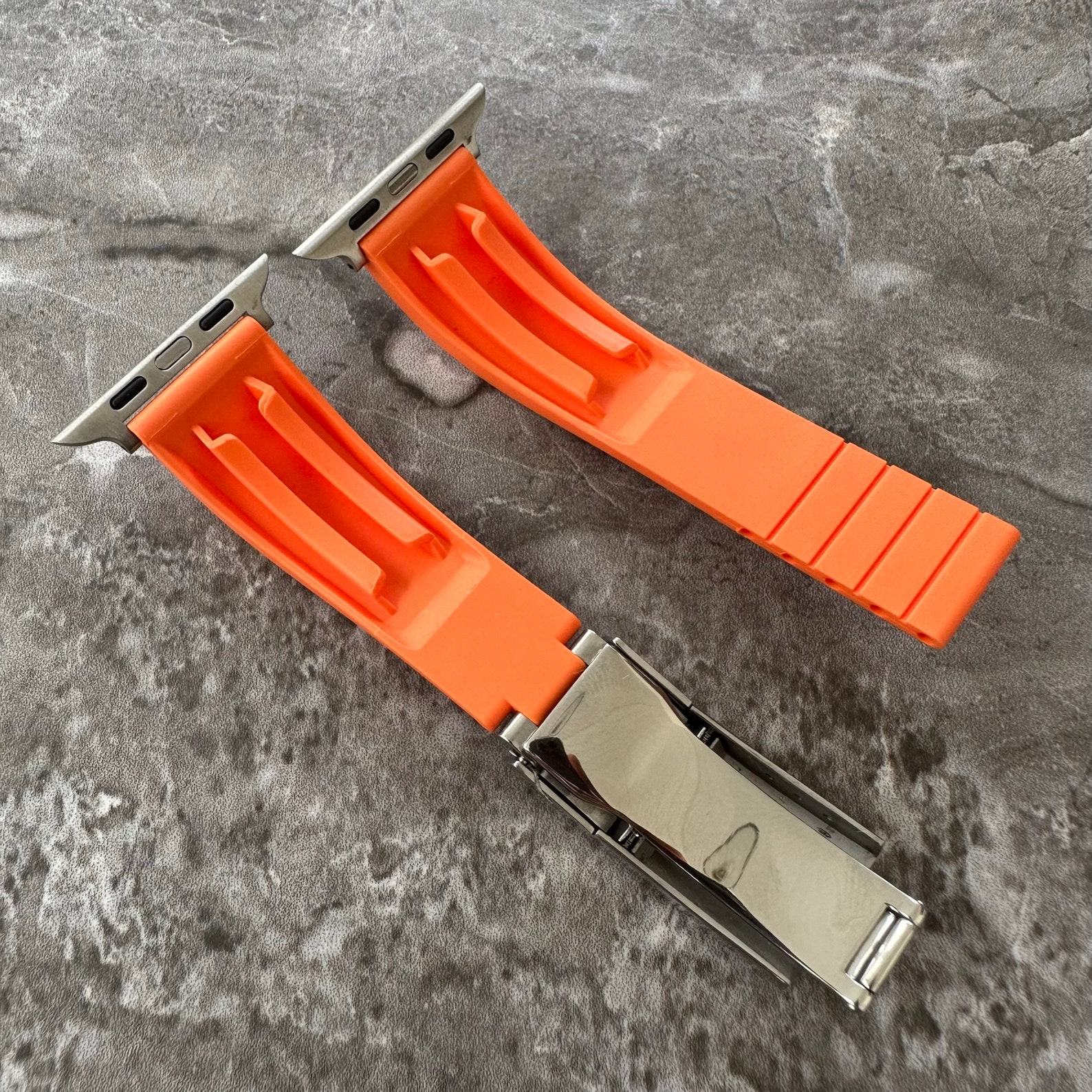 Orange Silicone Rubber OYSTERFLEX Watch Strap Band Compatible with Apple Watch Ultra 1 2 49mm
