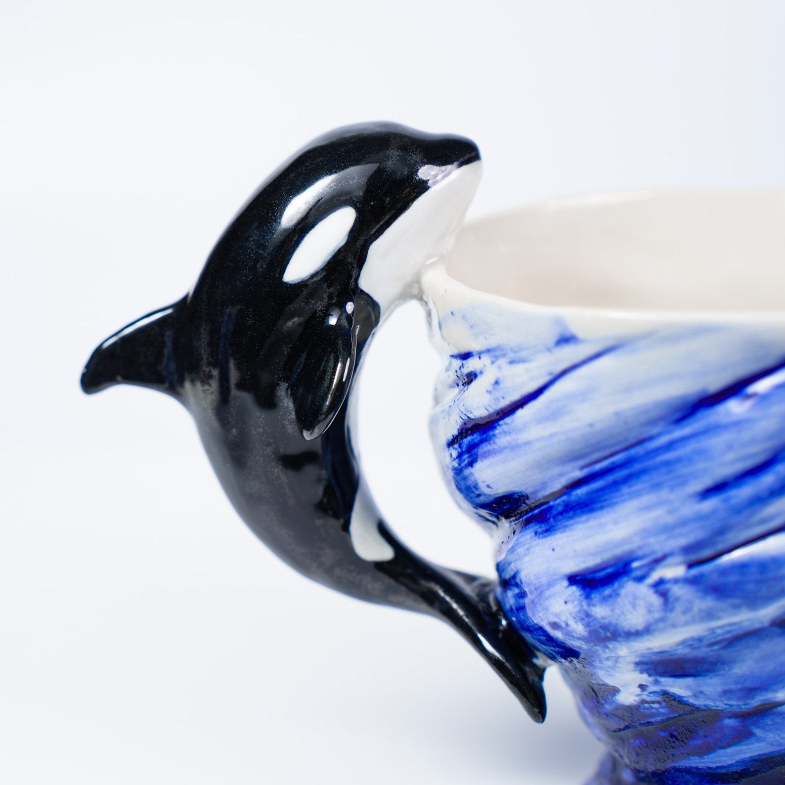 Orca Sky Blue Ceramic Mugs Dive into the Depths of Oceanic Charm