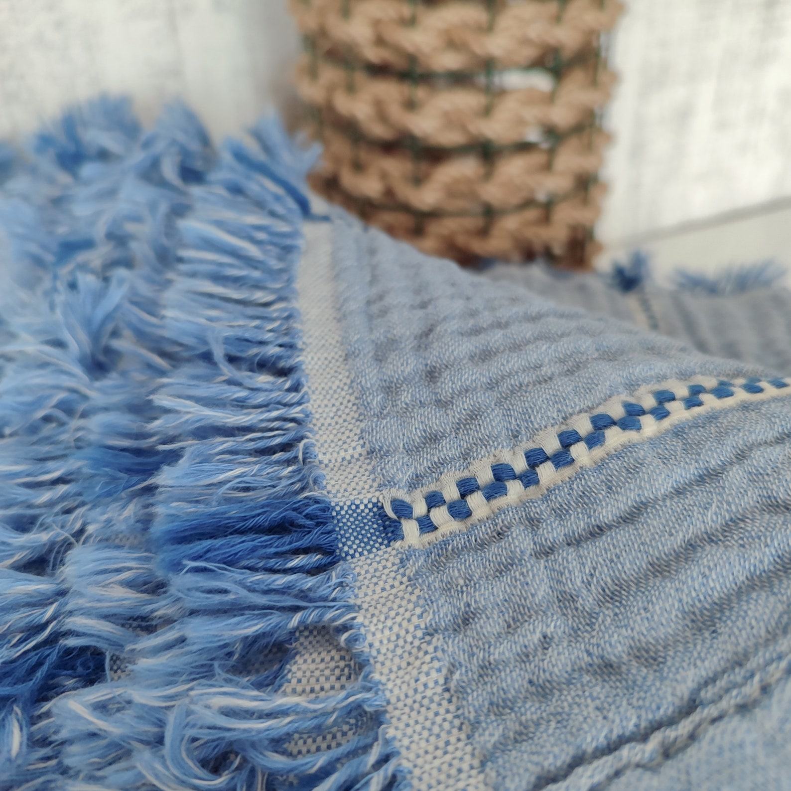 Organic Bohemian Striped Gauze Throw Blanket Breathable, Lightweight Comfort for All Sizes