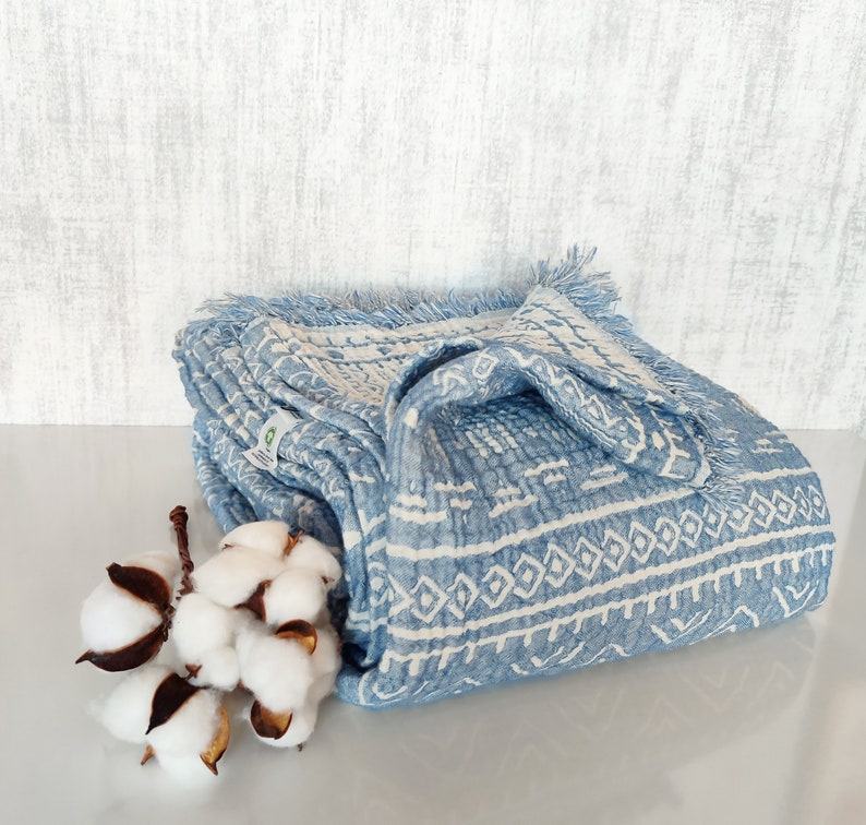 Organic Cotton Aztec Patterned Throw Blanket Cozy Comfort for Every Home