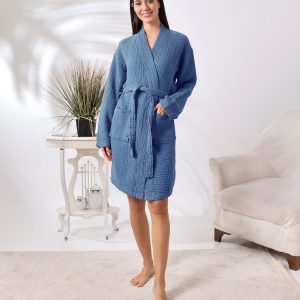 Organic Cotton Mint Green Muslin Kimono Soft, Absorbent, and Stylish