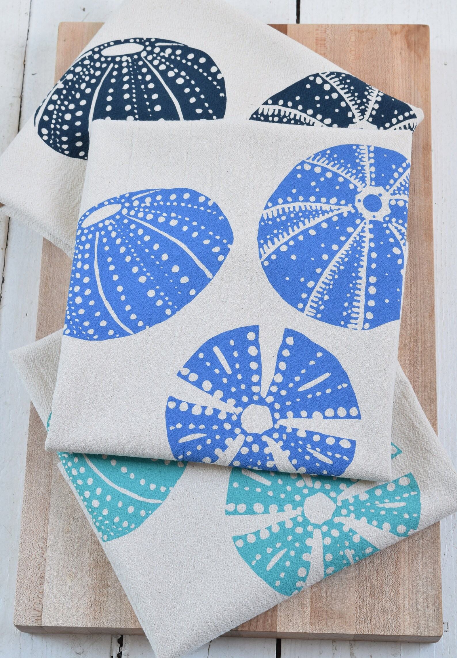 Organic Cotton Tea Towel Sea Urchin Print – Eco-Friendly Kitchen Decor, Interesting Hostess Item - Image 5