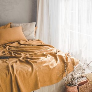 Organic Linen Bedspread Softened Heavyweight Linen Coverlet for a Luxurious Night’s Sleep