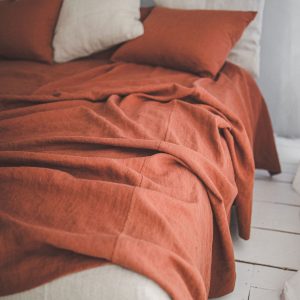 Organic Linen Bedspread Softened Heavyweight Linen Coverlet for a Luxurious Night’s Sleep