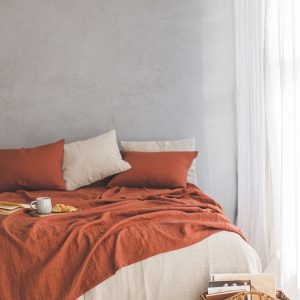 Organic Linen Bedspread Softened Heavyweight Linen Coverlet for a Luxurious Night’s Sleep