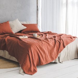 Organic Linen Bedspread Softened Heavyweight Linen Coverlet for a Luxurious Night’s Sleep