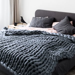 Organic Merino Wool Chunky Knit Blanket Luxurious Warmth, Anti-Allergic Comfort