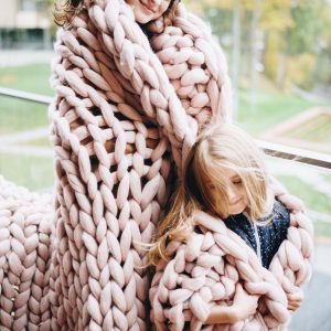 Organic Merino Wool Chunky Knit Blanket Luxurious Warmth, Anti-Allergic Comfort