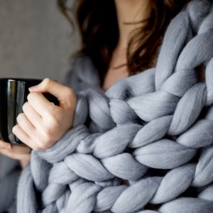 Organic Merino Wool Chunky Knit Blanket Luxurious Warmth, Anti-Allergic Comfort