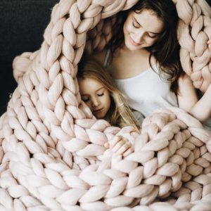 Organic Merino Wool Chunky Knit Blanket Luxurious Warmth, Anti-Allergic Comfort