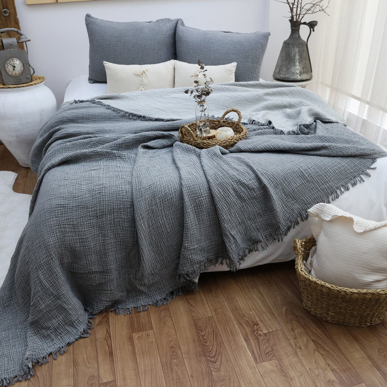 Organic Muslin Cotton Bed Cover A Minimalist Masterpiece for Your Dreamy Nights