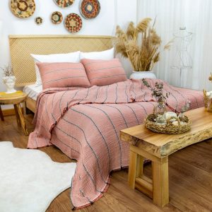 Organic Striped Gauze Throw Blanket Breathable, Lightweight Comfort for All Sizes