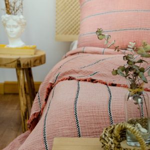 Organic Striped Gauze Throw Blanket Breathable, Lightweight Comfort for All Sizes