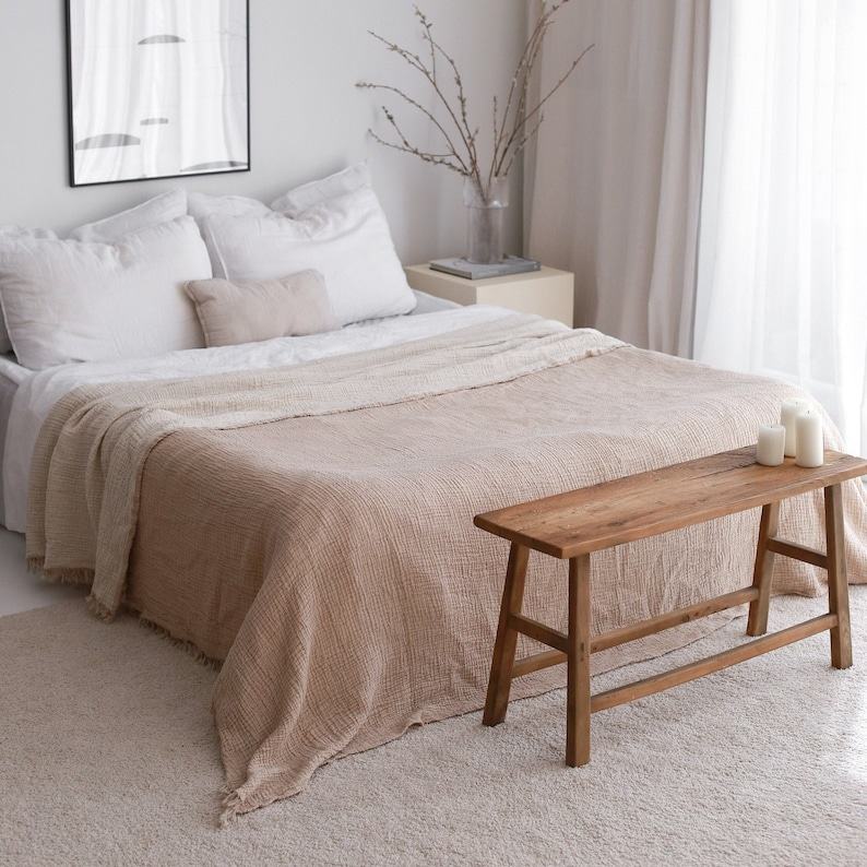 Oversized King Muslin Bedspread Luxurious Gauze Cotton Throw Blanket for Summer Comfort