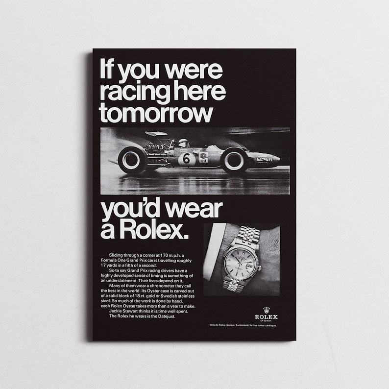 Own a Slice of Racing History Vintage Rolex Poster, a Timeless Collector’s Item