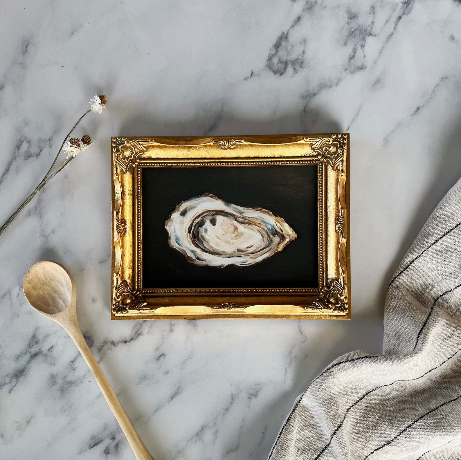Oyster Art Print Unframed Oil Painting Print for Coastal Kitchen Decor and Restaurant Ambiance
