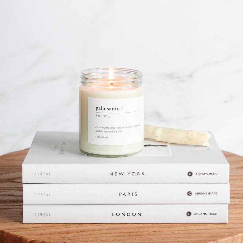 PALO SANTO Hand-Poured 8 oz Soy Candle for Purification and Relaxation