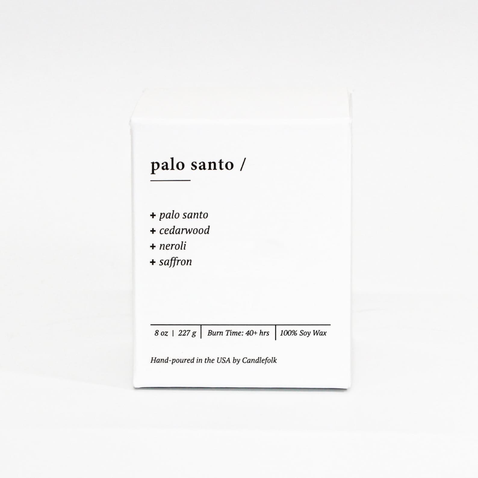 PALO SANTO Hand-Poured 8 oz Soy Candle for Purification and Relaxation