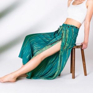 PANASIAM Culottes Sunshine Pants Flowy Tie-Dye Wrap Pants for Boho Style