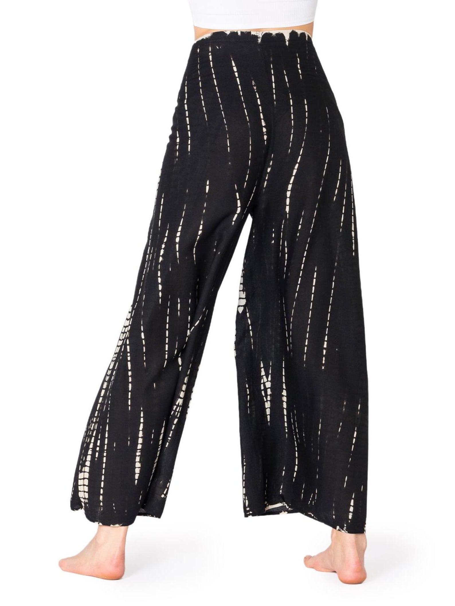 PANASIAM Sunshine Tie-Dye Culottes Flowy Viscose Wrap Pants for Boho Style - Image 4