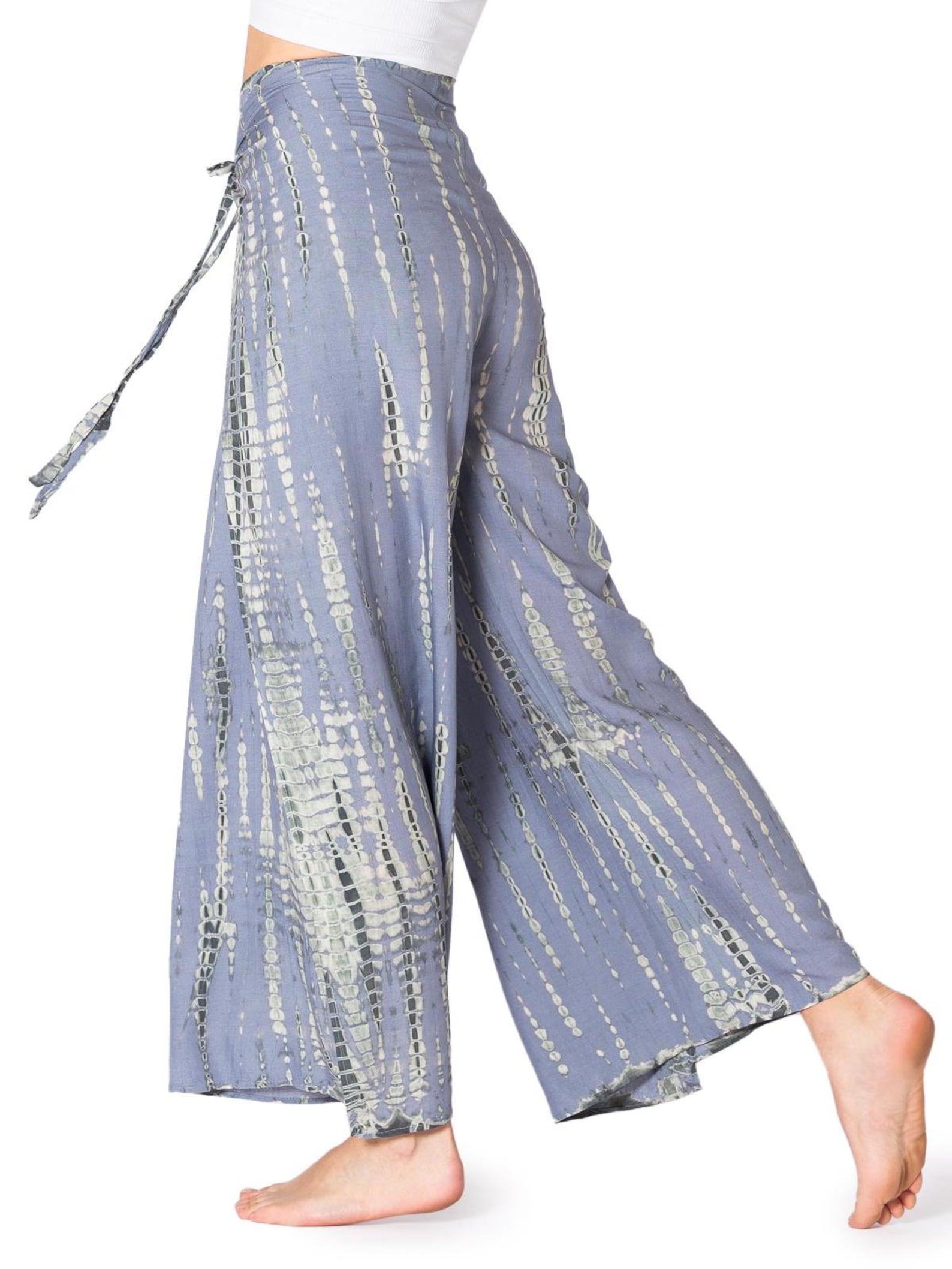 PANASIAM Sunshine Tie-Dye Culottes Flowy Viscose Wrap Pants for Boho Style - Image 6