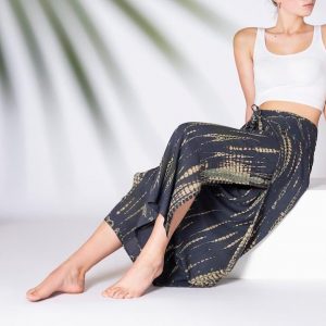 PANASIAM Sunshine Tie-Dye Culottes Flowy Viscose Wrap Pants for Boho Style
