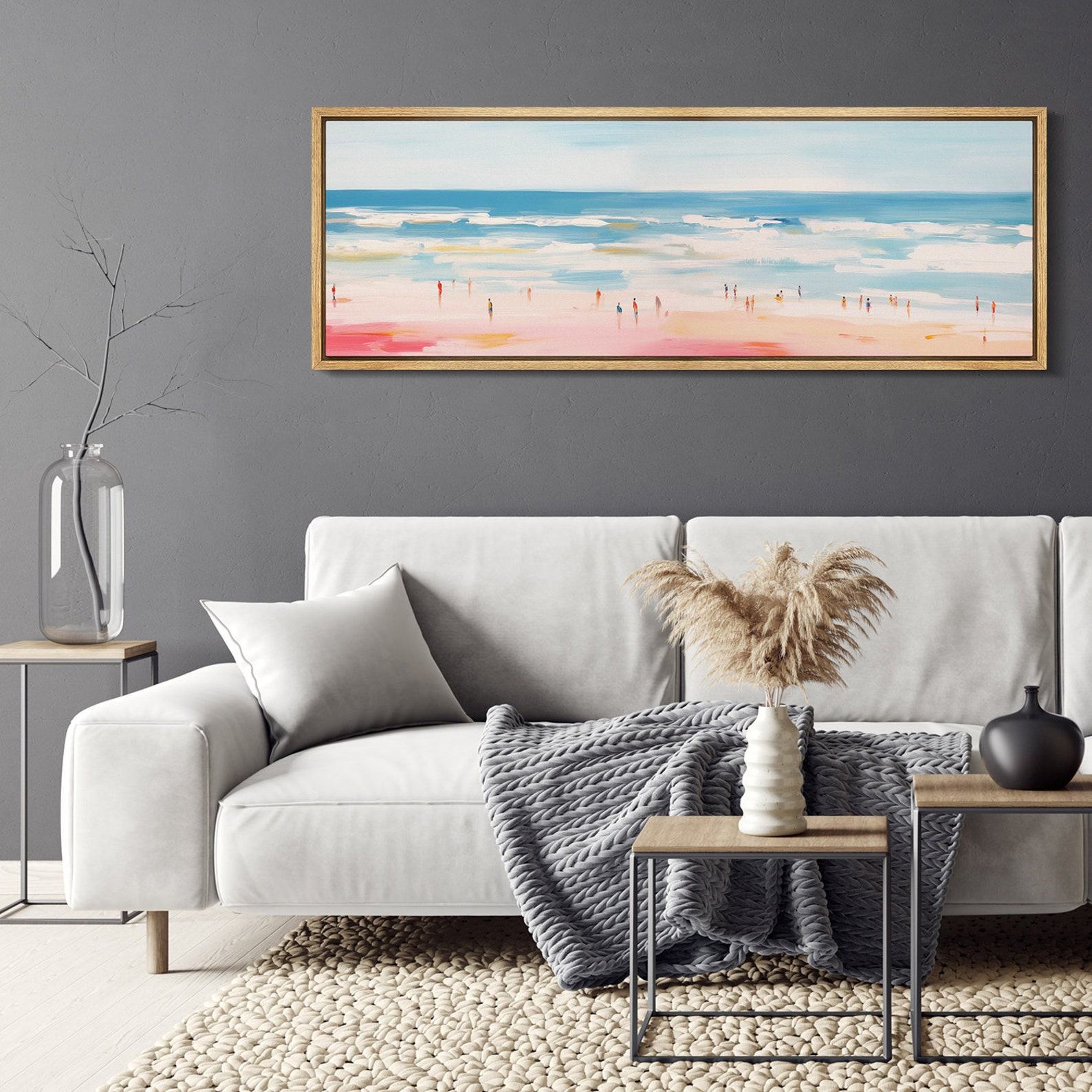 Panoramic Seascape Canvas Wall Art Abstract Beach Bliss, Ocean Waves, and Coastal Serenity