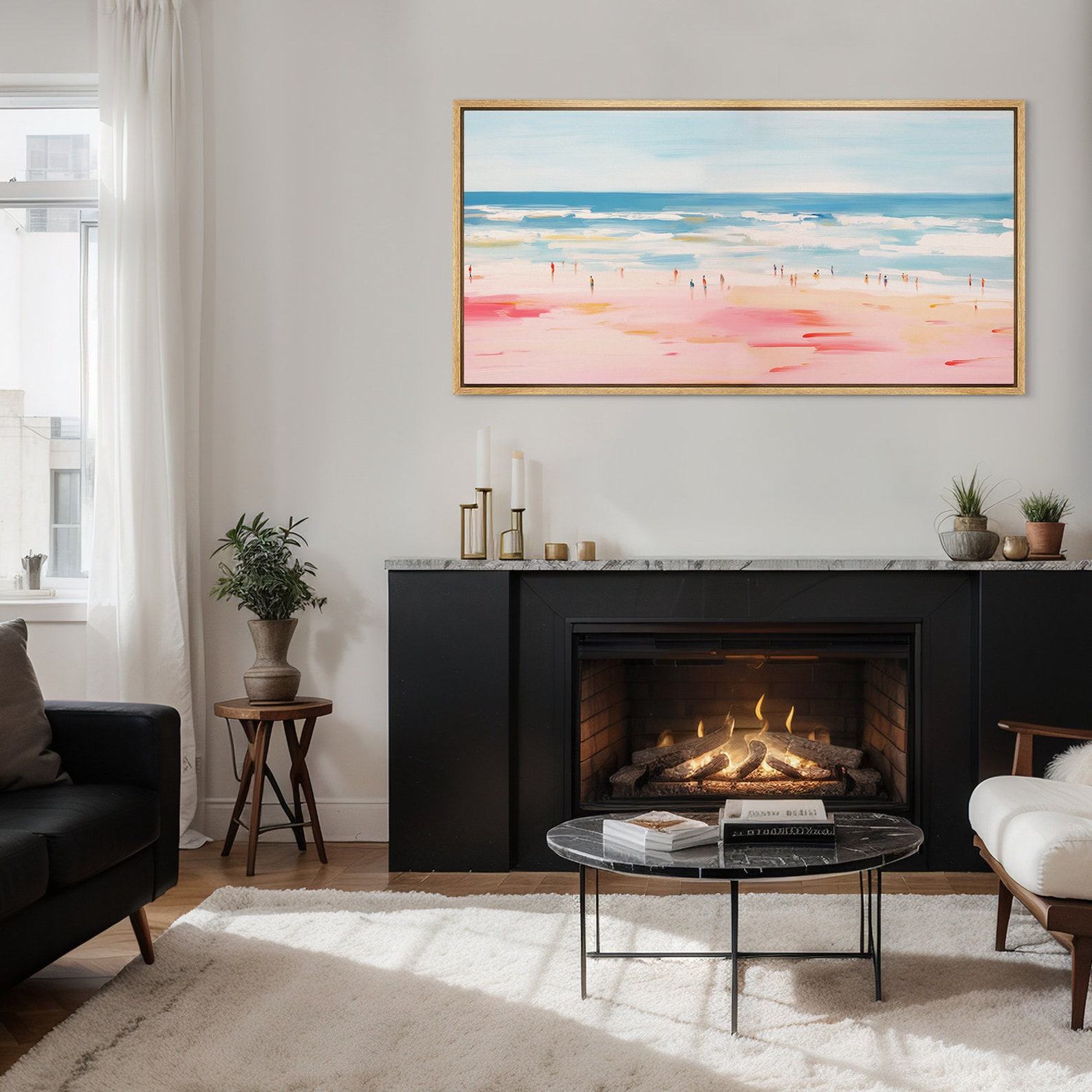 Panoramic Seascape Canvas Wall Art Abstract Beach Bliss, Ocean Waves, and Coastal Serenity