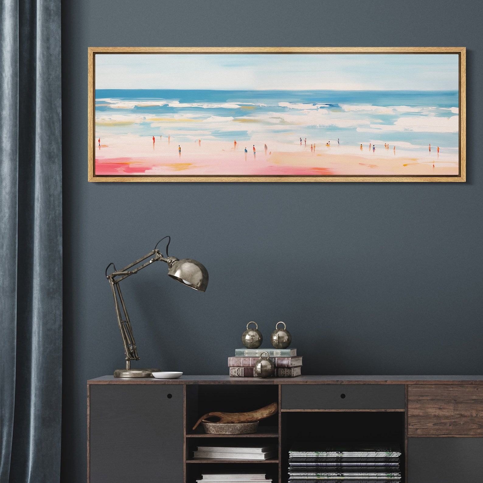 Panoramic Seascape Canvas Wall Art Abstract Beach Bliss, Ocean Waves, and Coastal Serenity