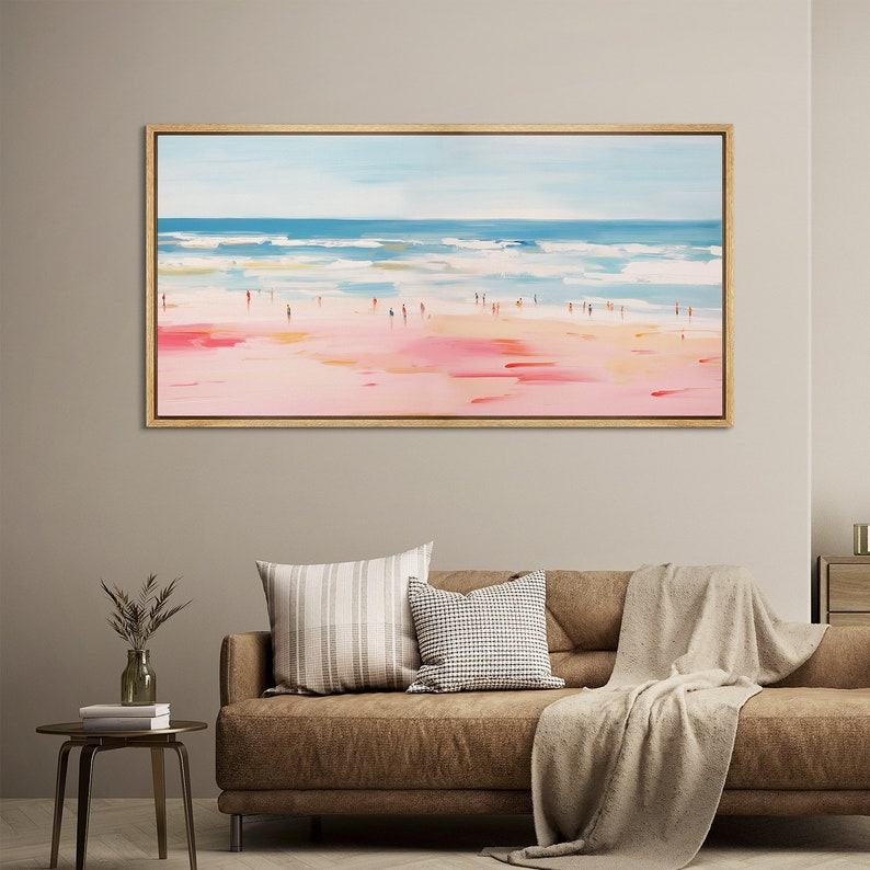 Panoramic Seascape Canvas Wall Art Abstract Beach Bliss, Ocean Waves, and Coastal Serenity