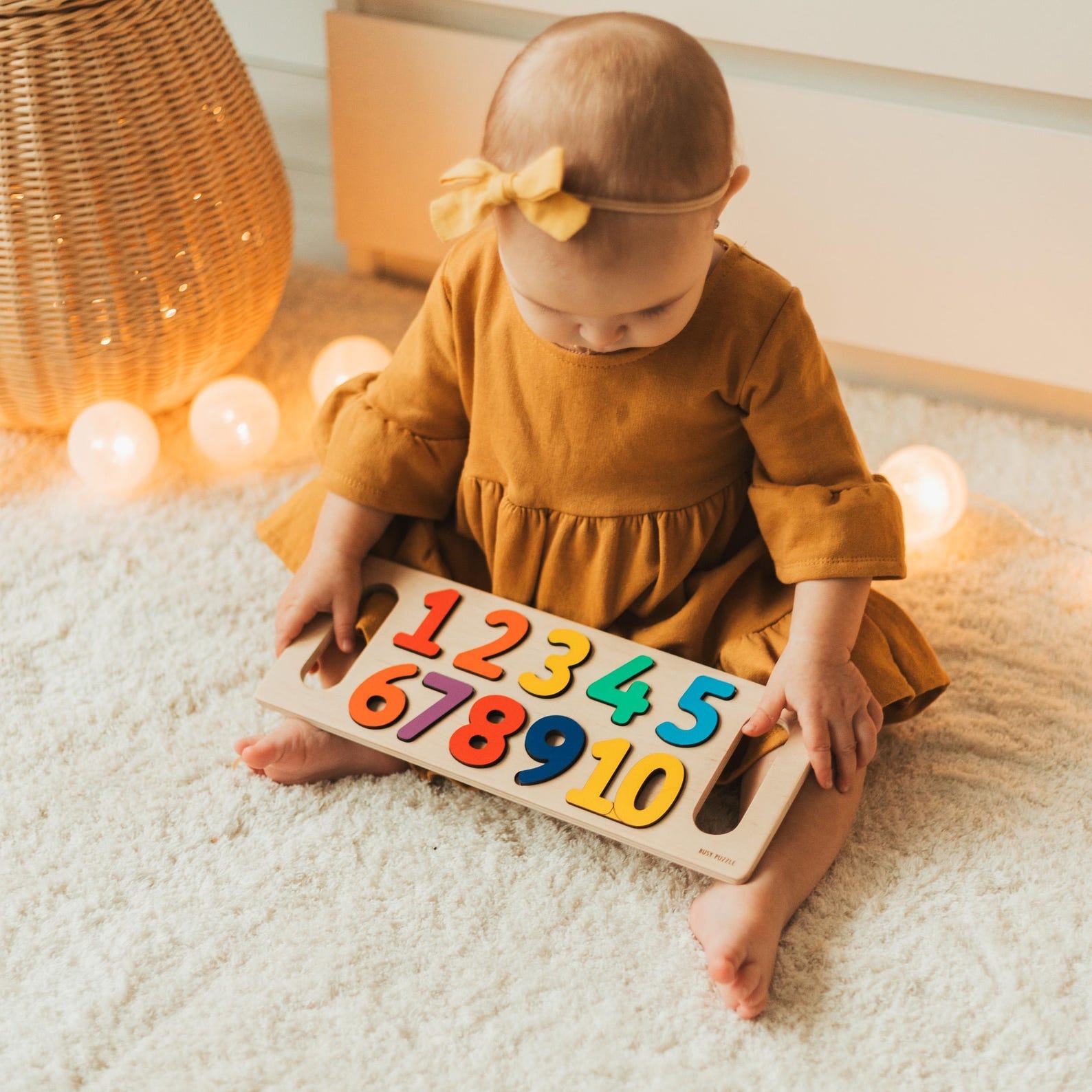 Pastel Rainbow Number Puzzle – Christmas Present for Girls, Educational Toy for Toddlers