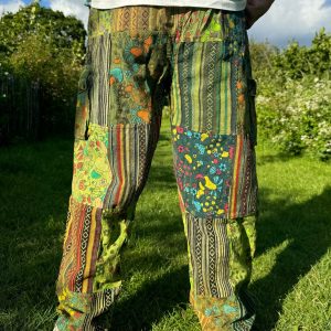 Patchwork Hippie Cotton Pants Unisex Mushroom Trousers for Festivals, Holidays, Yoga, and Summer | Ethically Made in Nepal