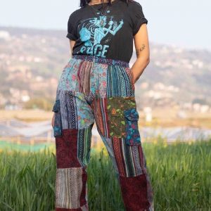 Patchwork Hippie Cotton Pants Unisex Mushroom Trousers for Festivals, Holidays, Yoga, and Summer | Ethically Made in Nepal