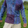 Patchwork Paradise Multi-Colored Blockprint Overdye Stonewash Nepali Shirt for Festival Vibes