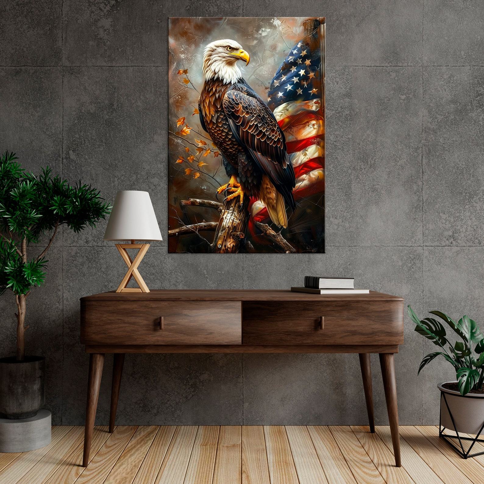 Patriotic Bald Eagle Canvas Print American Pride for Your Home or Office