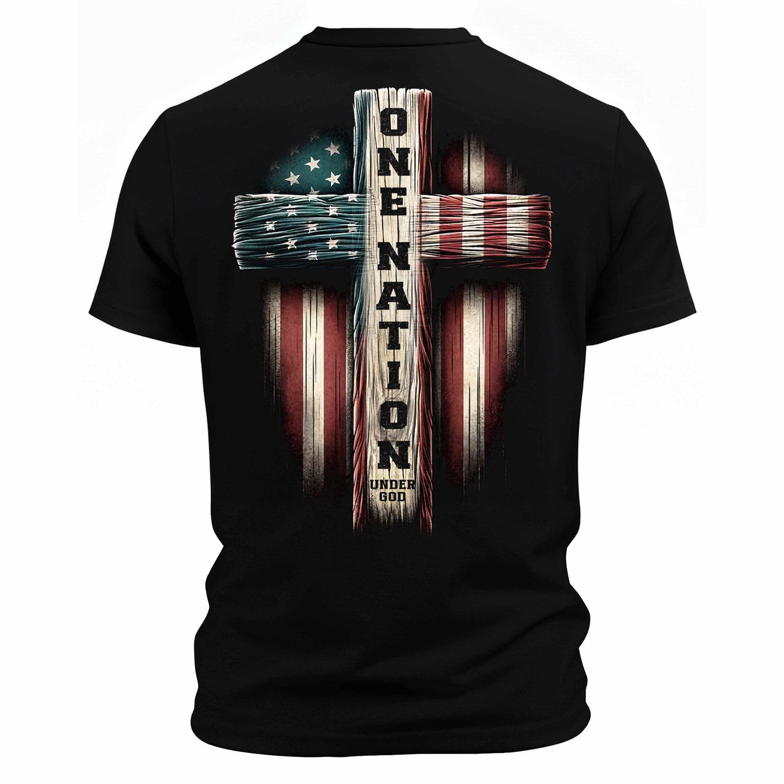 Patriotic Pride One Nation Back Print Shirt for Men – Faith, Freedom, and Country