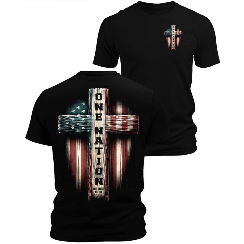 Patriotic Pride One Nation Back Print Shirt for Men – Faith, Freedom, and Country