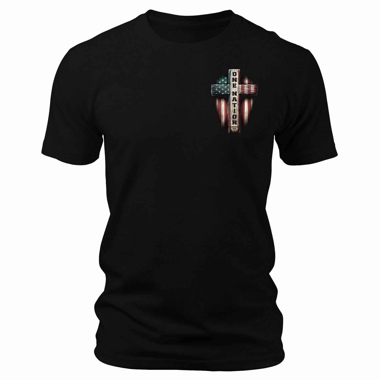 Patriotic Pride One Nation Back Print Shirt for Men – Faith, Freedom, and Country