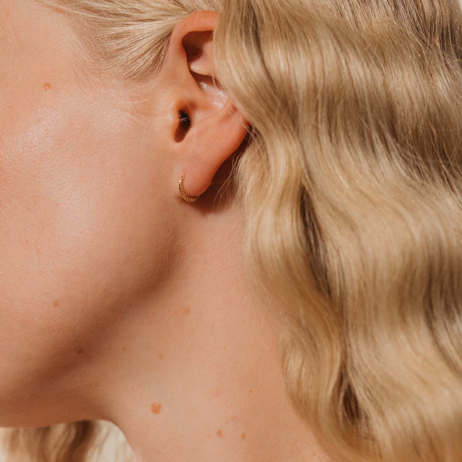 Pav Cartilage Mini Hoops Shimmering Diamonds in a Delicate Embrace