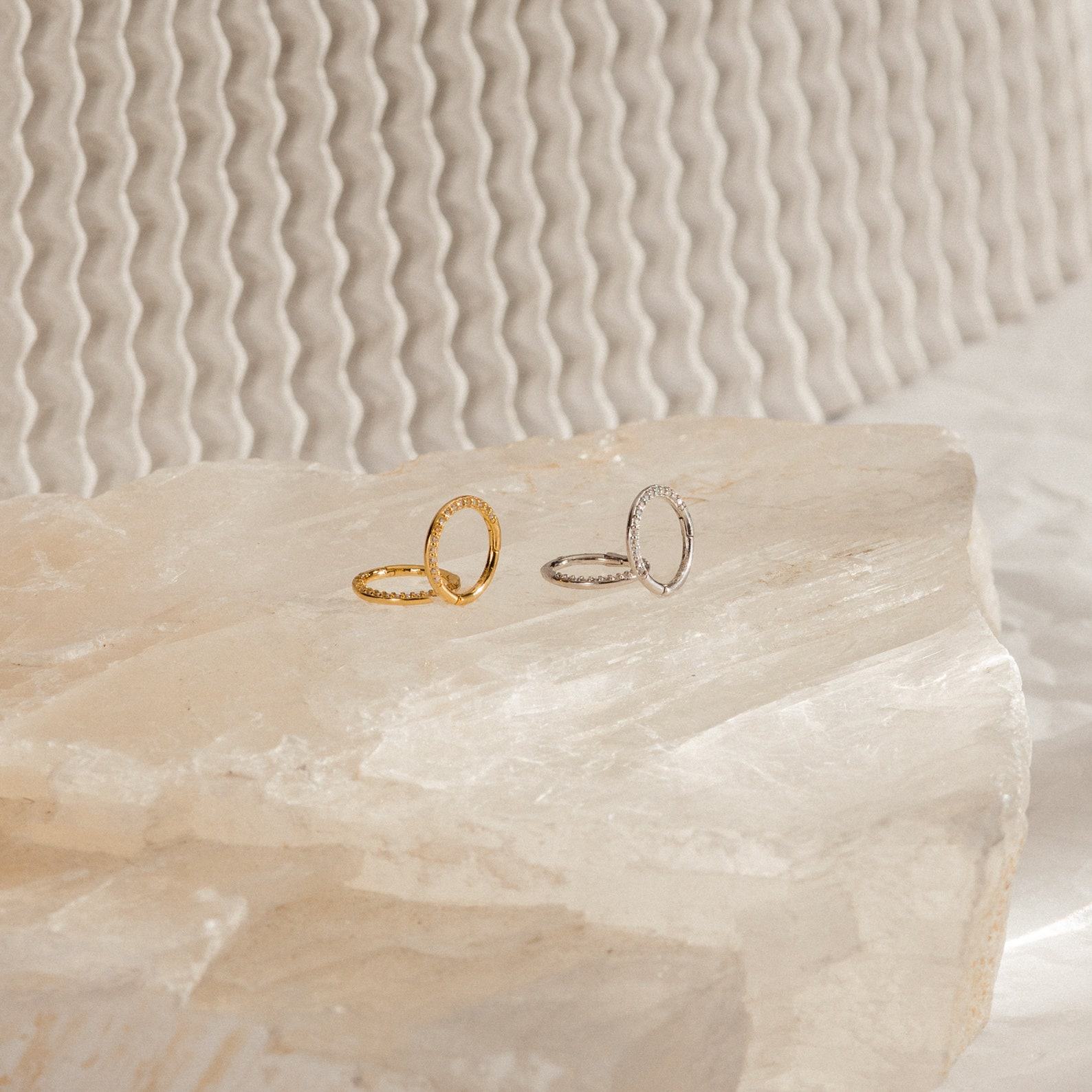 Pav Cartilage Mini Hoops Shimmering Diamonds in a Delicate Embrace