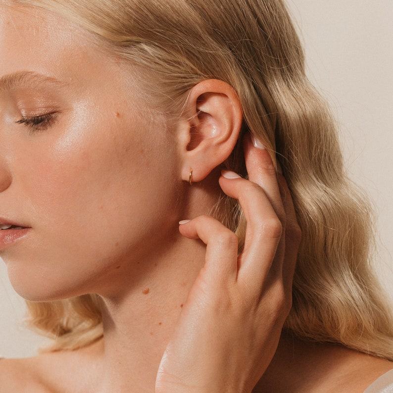 Pav Cartilage Mini Hoops Shimmering Diamonds in a Delicate Embrace