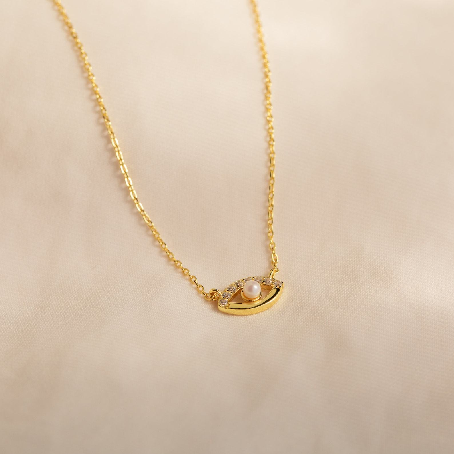 Pave Diamond Evil Eye Charm Necklace A Shimmering Talisman for Protection and Style