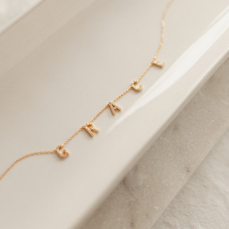 Pave Letter Necklace Personalized Diamond Nameplate for Mothers and Loved Ones
