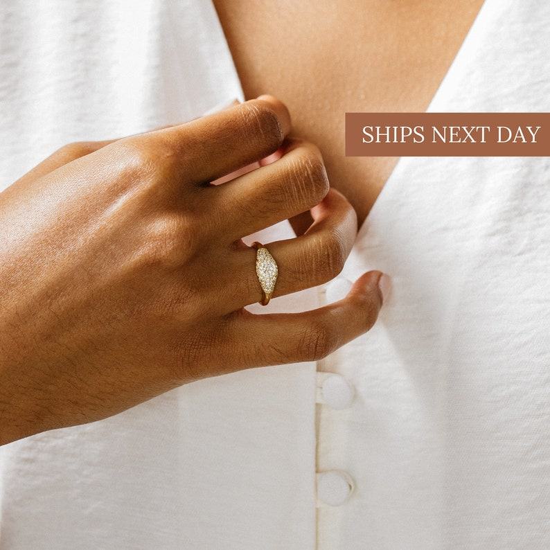 Pave Signet Ring A Must-Have Diamond Signet Ring for Your Pinky