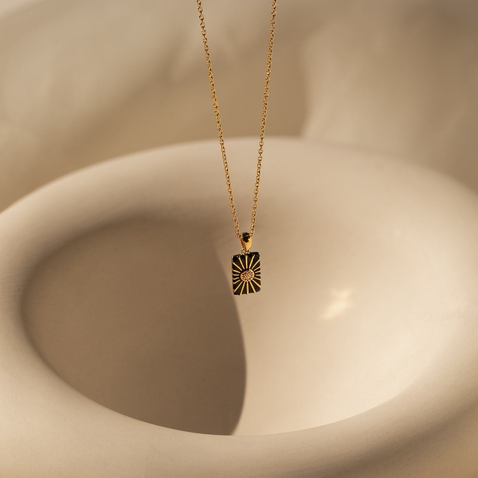 Pave Sun Tag Necklace Celestial Charm with Diamond Stones, a Minimalist Statement Piece for Her (NR184)