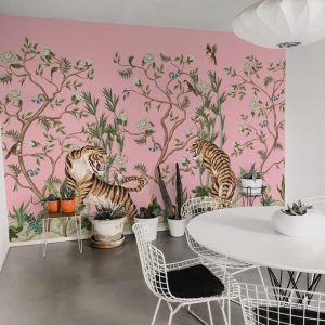 Peel and Stick Pink Pattern Wallpaper Transform Your Walls with Tiger Removable Vinyl Mural