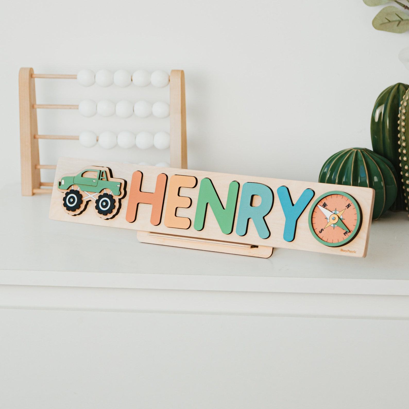 Personalized 1st Birthday Name Puzzle – Montessori Wooden Toy Present for Baby